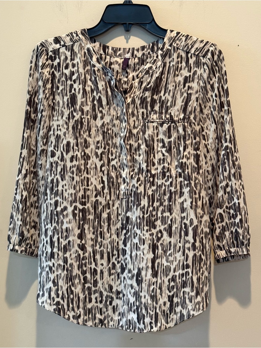 NYDJ Black and White Animal-Print Tunic Blouse
